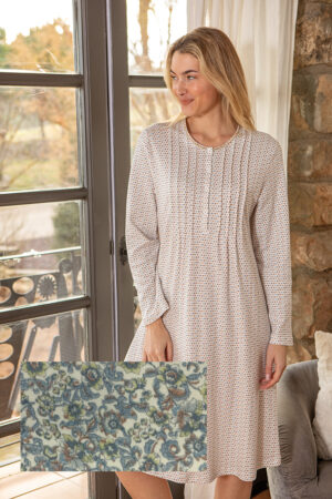 Camisón de manga corta con tapeta y jaretas